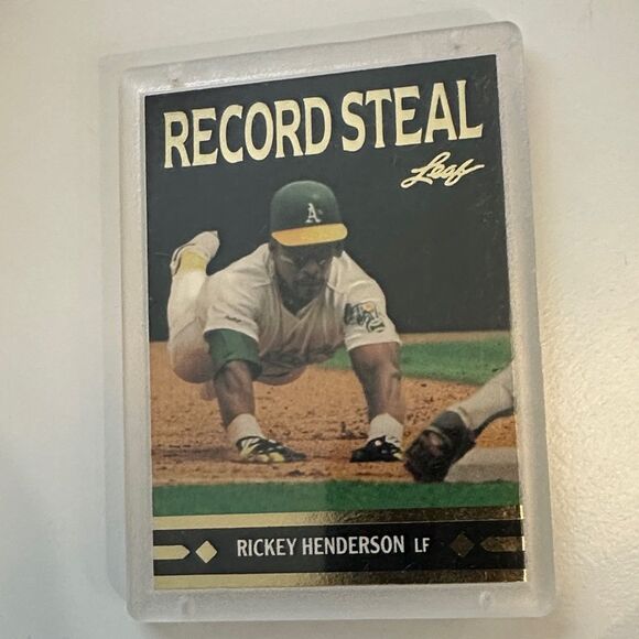 Record Steal Trading Card - Gold and Green of HOF Ricky Henderson mint condition - Picture 2 of 4